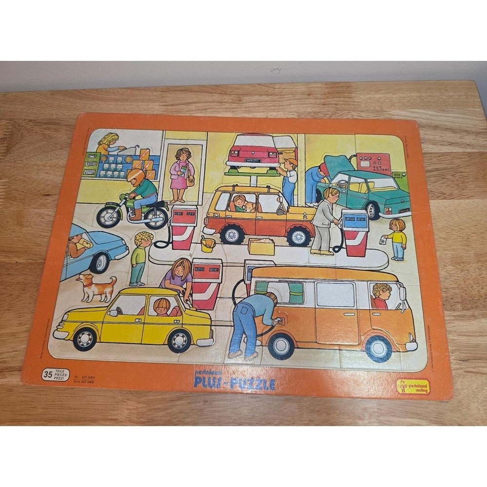 Pezzolozzi Plus Puzzle 35 Pieces Jigsaw Puzzle vintage frame tray Gas station